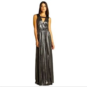 BCBGeneration Liquid Gun Metal Evening Gown, XS